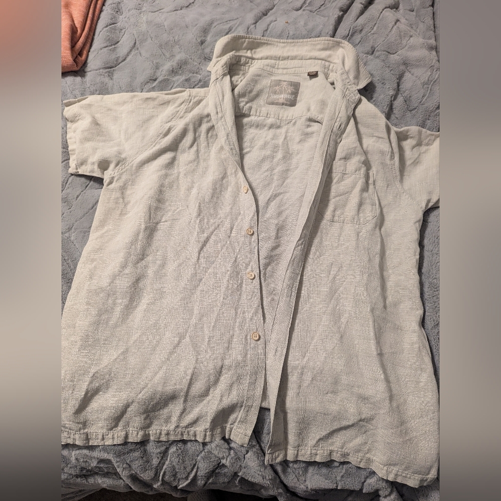 Margaritaville Stone Silk Linen Short Sleeve Shirt Size L